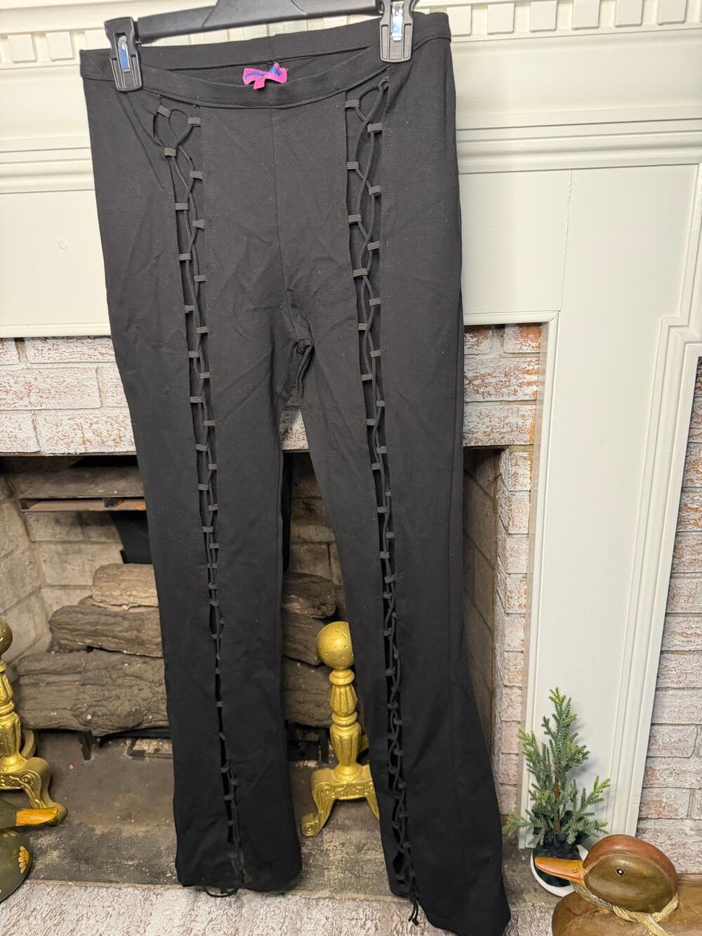 Edikted Black Lace Up Cutout Flare Pants Size L